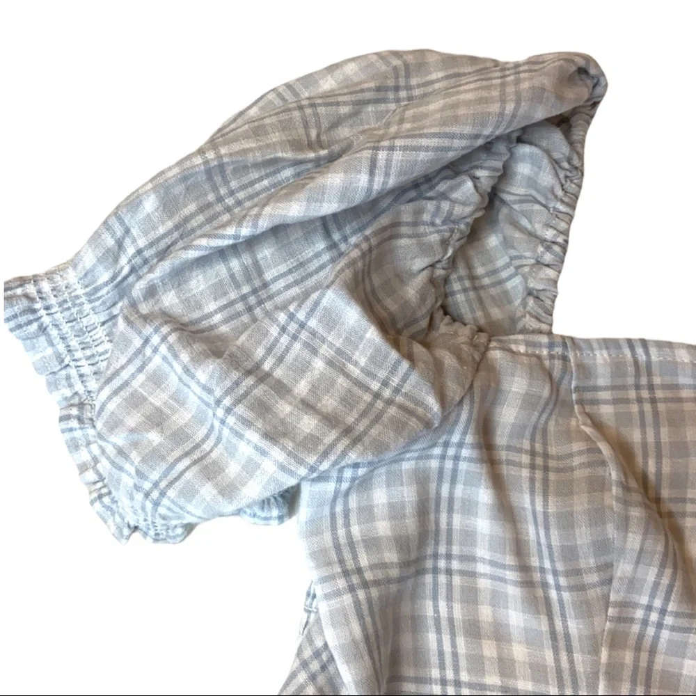 Abercrombie & Fitch Blue and White Plaid Square Neck Top - Picture 4 of 6